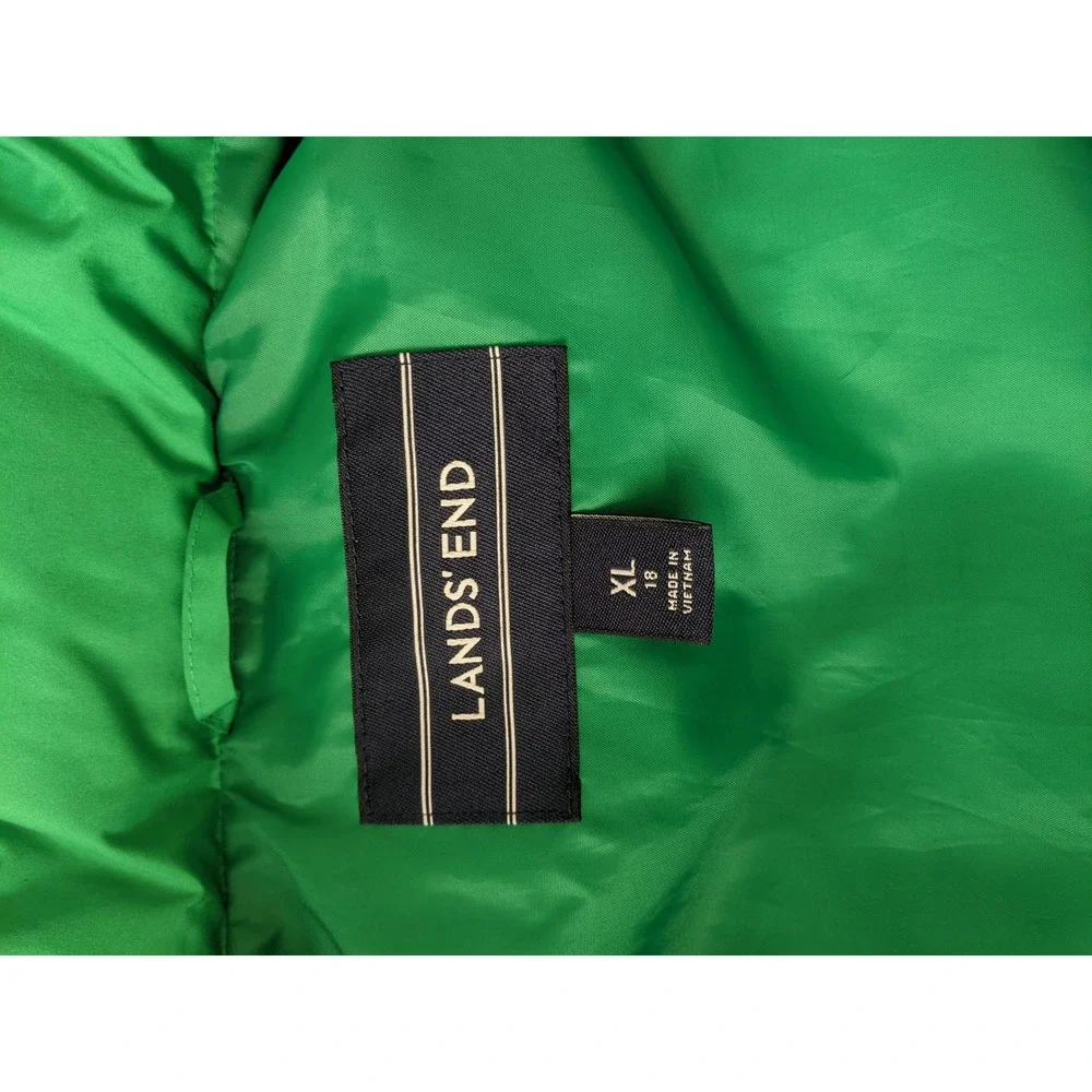 Lands End Womens Puffer Vest Lot of 2 Green Red Quilted Full Zip Size XL